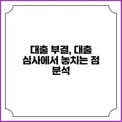 대출 부결, 대출 심사에서 놓치는 점 분석