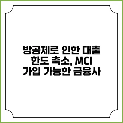 방공제로 인한 대출 한도 축소, MCI 가입 가능한 금융사