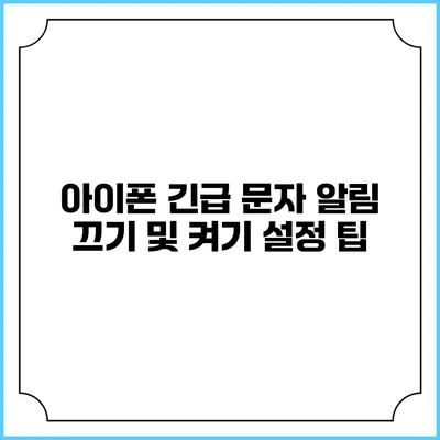 아이폰 긴급 문자 알림: 끄기 및 켜기 설정 팁