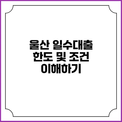 울산 일수대출 한도 및 조건 이해하기