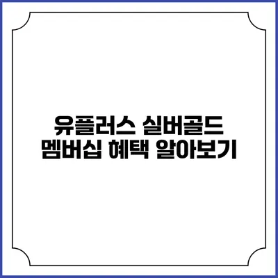 유플러스 실버/골드 멤버십 혜택 알아보기