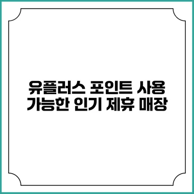 유플러스 포인트 사용 가능한 인기 제휴 매장