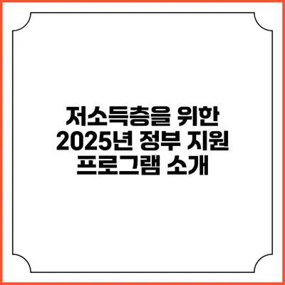 저소득층을 위한 2025년 정부 지원 프로그램 소개