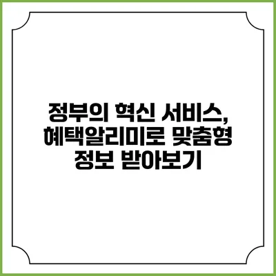 정부의 혁신 서비스, 혜택알리미로 맞춤형 정보 받아보기