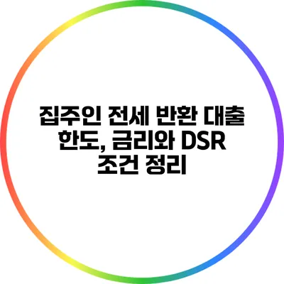 집주인 전세 반환 대출: 한도, 금리와 DSR 조건 정리