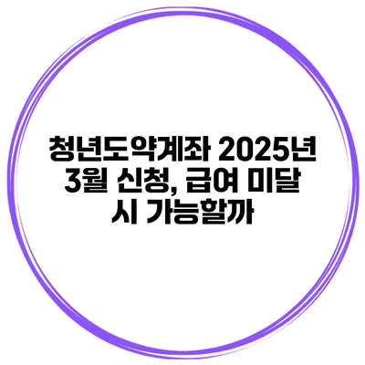 청년도약계좌 2025년 3월 신청, 급여 미달 시 가능할까?