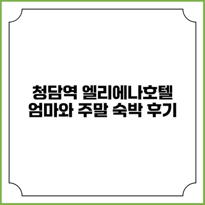 청담역 엘리에나호텔 엄마와 주말 숙박 후기