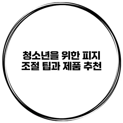 청소년을 위한 피지 조절 팁과 제품 추천