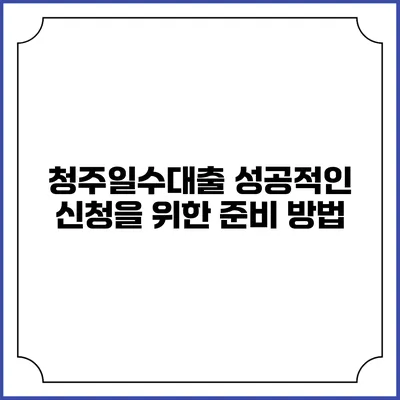 청주일수대출: 성공적인 신청을 위한 준비 방법