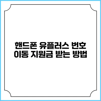 핸드폰 유플러스 번호 이동 지원금 받는 방법
