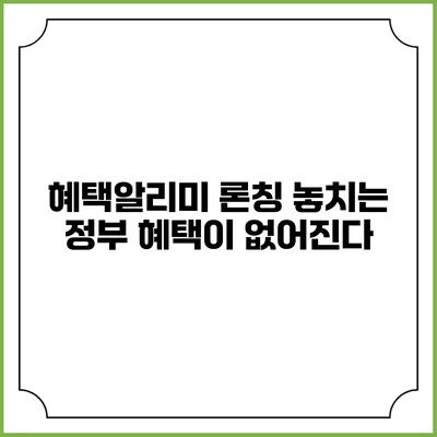 혜택알리미 론칭 놓치는 정부 혜택이 없어진다
