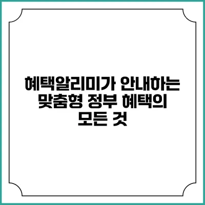 혜택알리미가 안내하는 맞춤형 정부 혜택의 모든 것