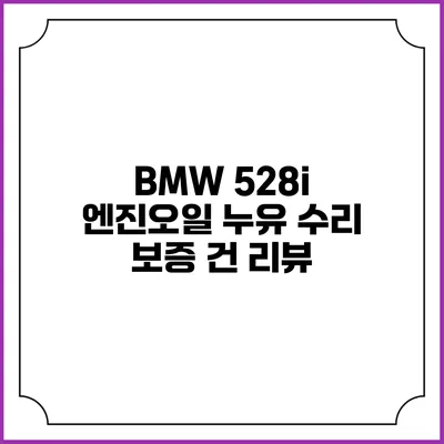 BMW 528i 엔진오일 누유 수리 보증 건 리뷰