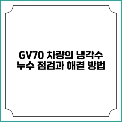 GV70 차량의 냉각수 누수 점검과 해결 방법