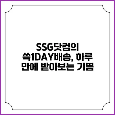 SSG닷컴의 쓱1DAY배송, 하루 만에 받아보는 기쁨