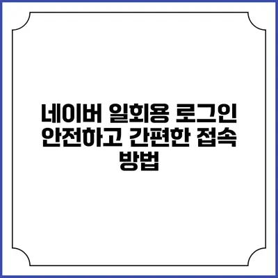 네이버 일회용 로그인 안전하고 간편한 접속 방법