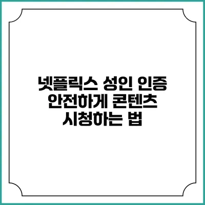 넷플릭스 성인 인증 안전하게 콘텐츠 시청하는 법