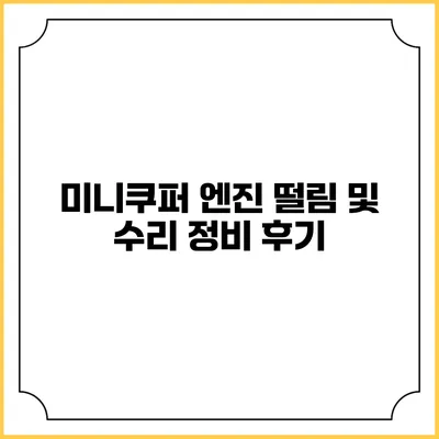 미니쿠퍼 엔진 떨림 및 수리 정비 후기