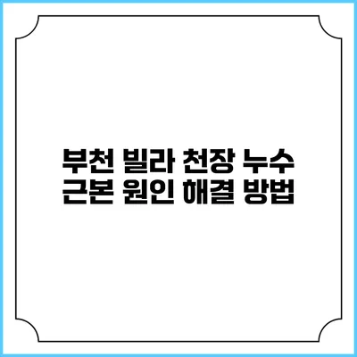 부천 빌라 천장 누수 근본 원인 해결 방법