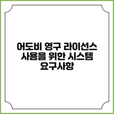 어도비 영구 라이선스 사용을 위한 시스템 요구사항