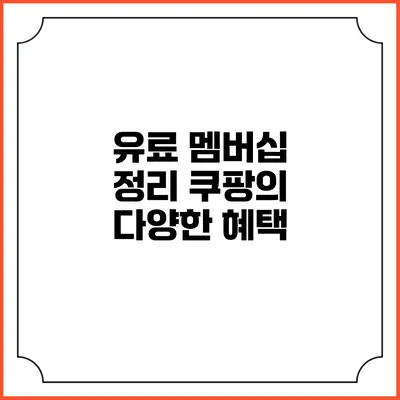 유료 멤버십 정리 쿠팡의 다양한 혜택