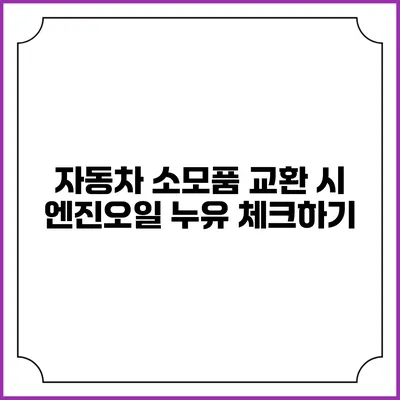 자동차 소모품 교환 시 엔진오일 누유 체크하기
