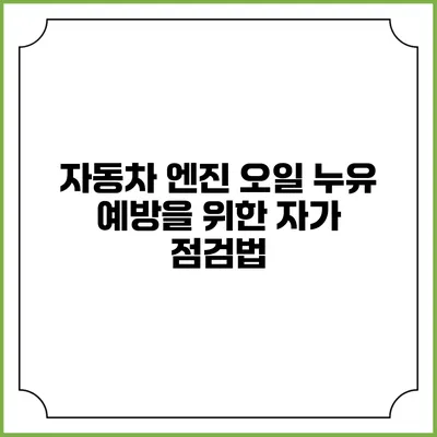 자동차 엔진 오일 누유 예방을 위한 자가 점검법