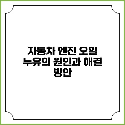 자동차 엔진 오일 누유의 원인과 해결 방안