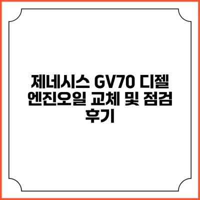 제네시스 GV70 디젤 엔진오일 교체 및 점검 후기
