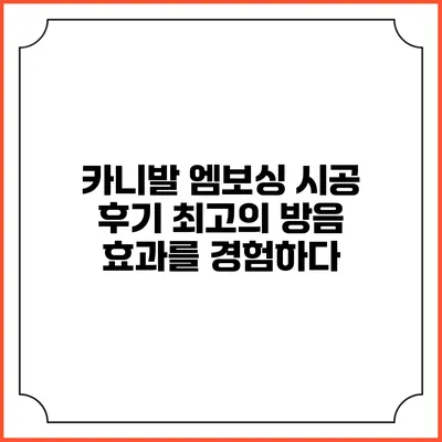 카니발 엠보싱 시공 후기 최고의 방음 효과를 경험하다