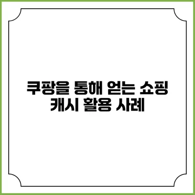 쿠팡을 통해 얻는 쇼핑 캐시 활용 사례