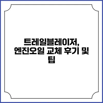 트레일블레이저, 엔진오일 교체 후기 및 팁