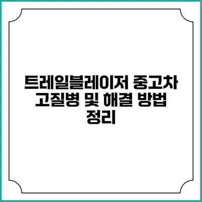 트레일블레이저 중고차 고질병 및 해결 방법 정리