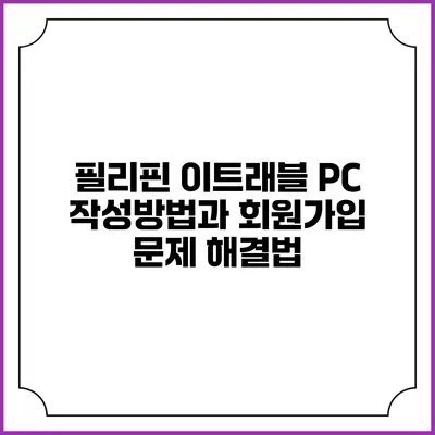 필리핀 이트래블 PC 작성방법과 회원가입 문제 해결법